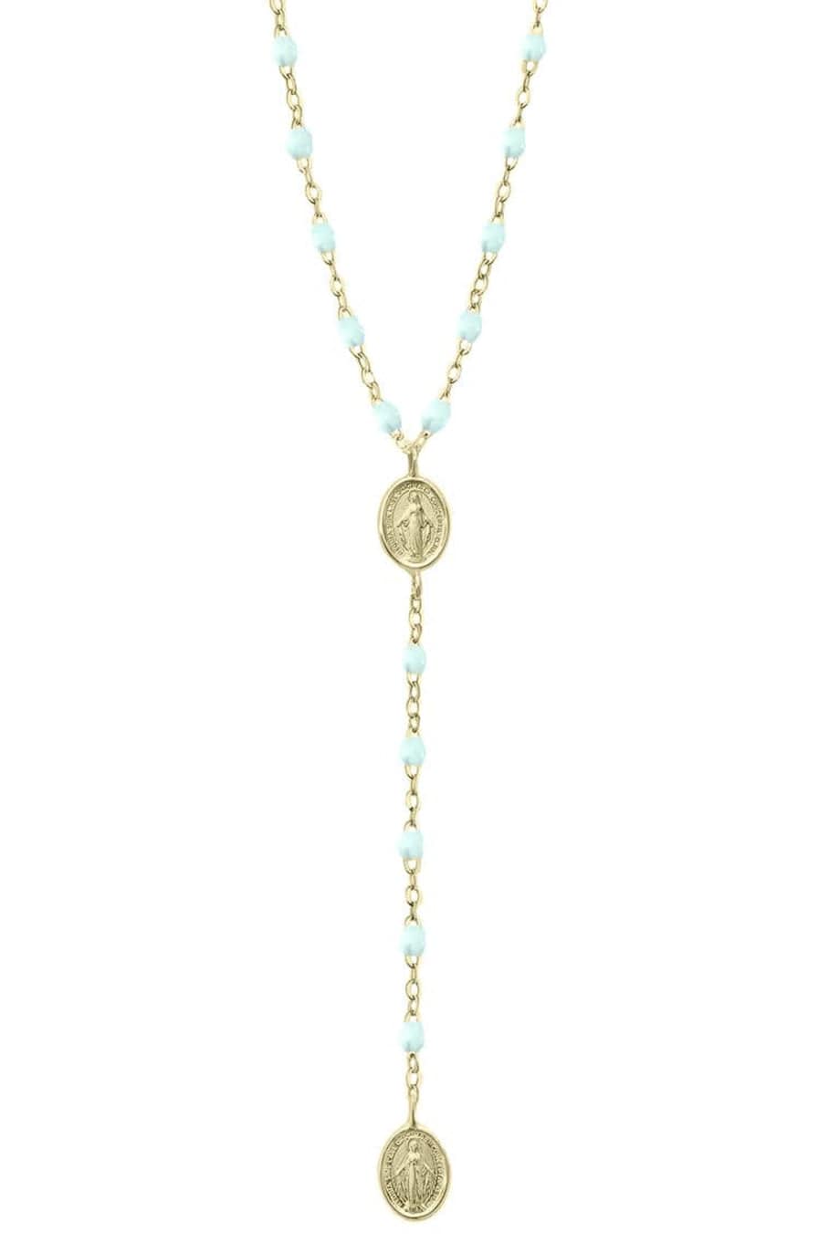GIGI CLOZEAU-Madone Charm Classic Rosary Gigi Necklace - 16.5in - Jade-YG/JADE