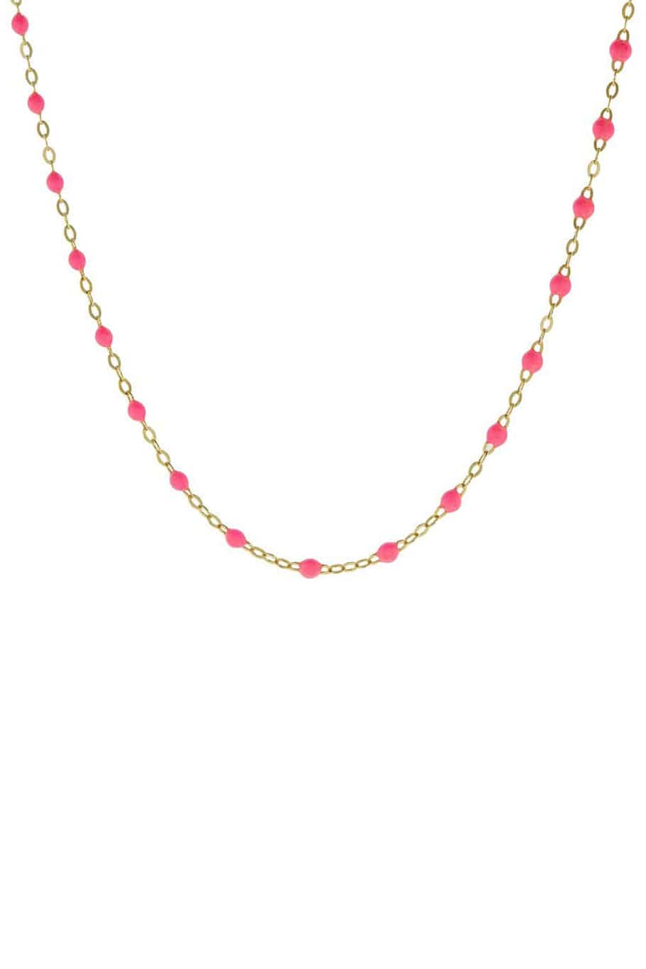 GIGI CLOZEAU-Pink Bead Classic Gigi Sautoir Necklace-YG/PINK