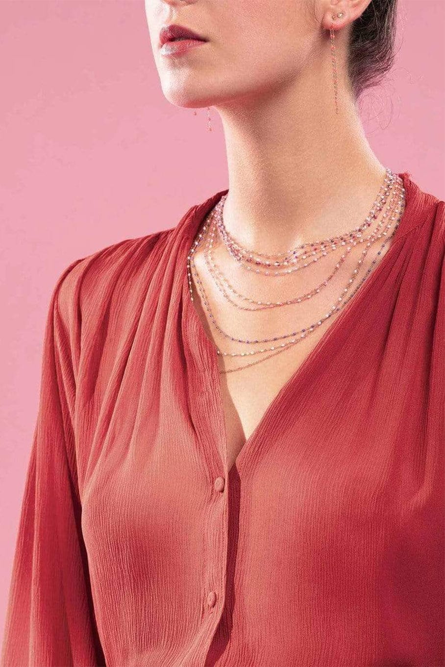 GIGI CLOZEAU-Classic Gigi Necklace - 19.7in - Saumon-YG/SLMN