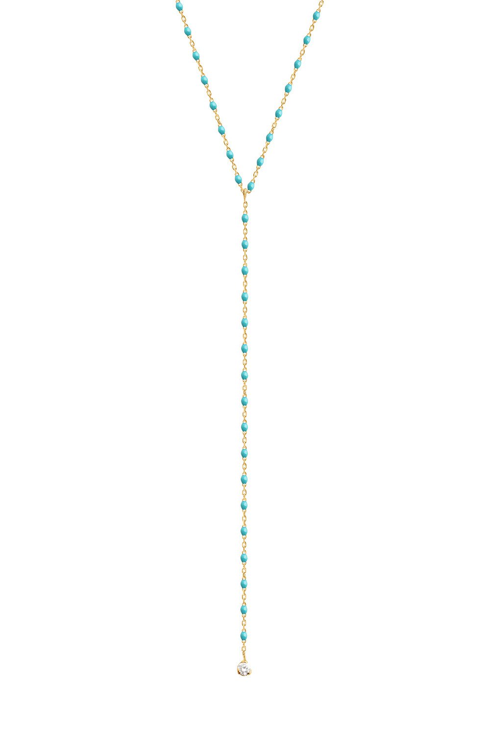GIGI CLOZEAU-Mini Gigi Y Party Necklace - 19.7in - Turquoise Green-YG/TRQGR