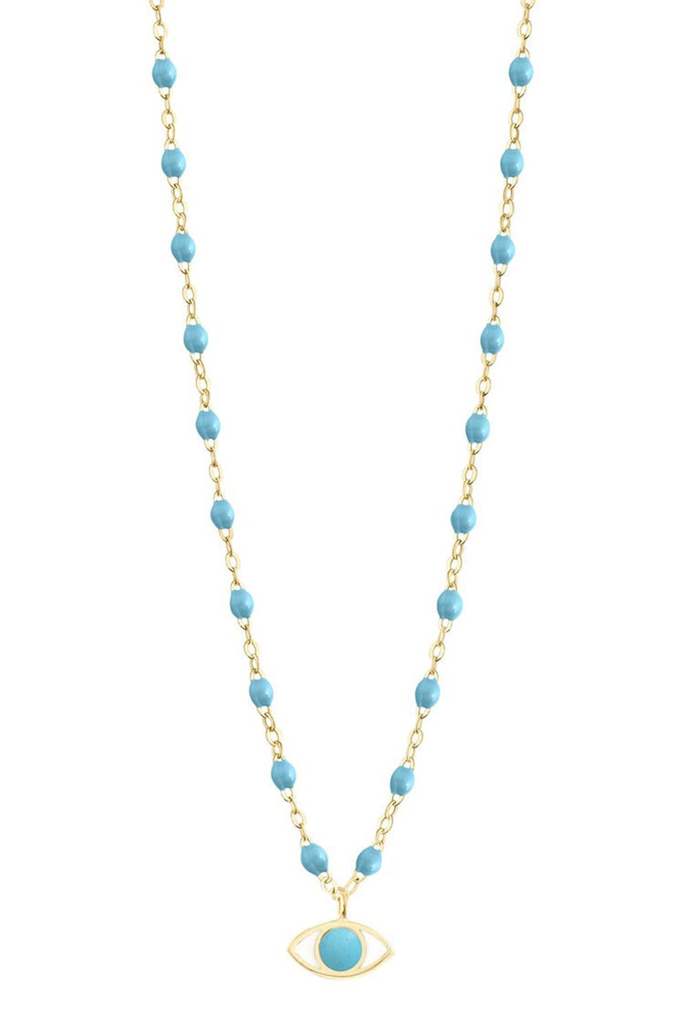 GIGI CLOZEAU-Classic Gigi Eye Necklace - 16.5in - Turquoise-YG/TURQ