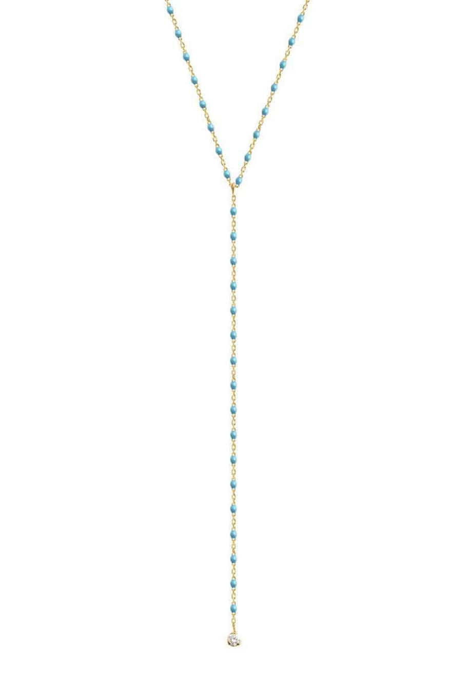 GIGI CLOZEAU-Mini Gigi Y Party Turquoise Necklace - 19.7in - Turquoise-YG/TURQ