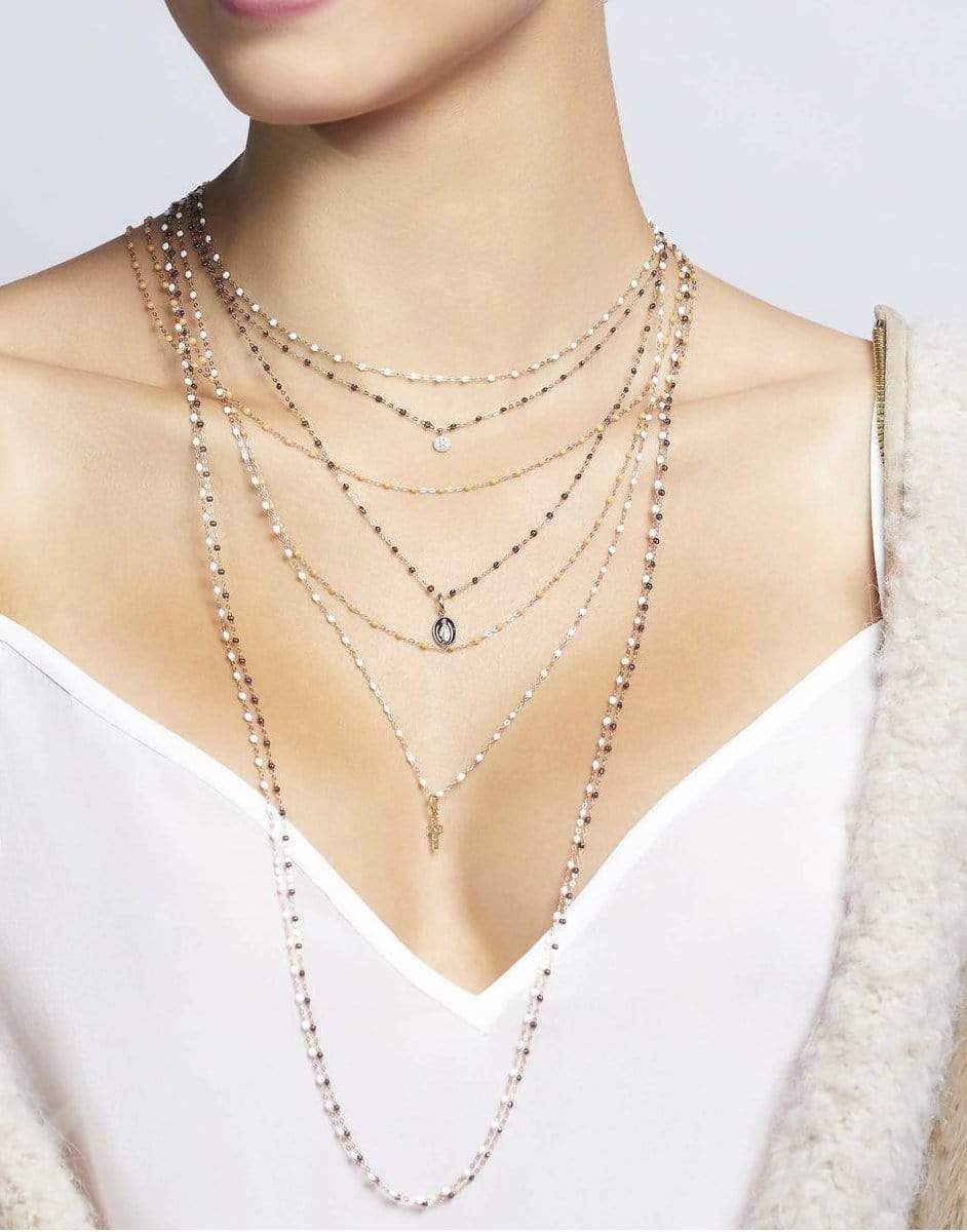 GIGI CLOZEAU-Classic Gigi Necklace - 16.5in - White-YG/WHT
