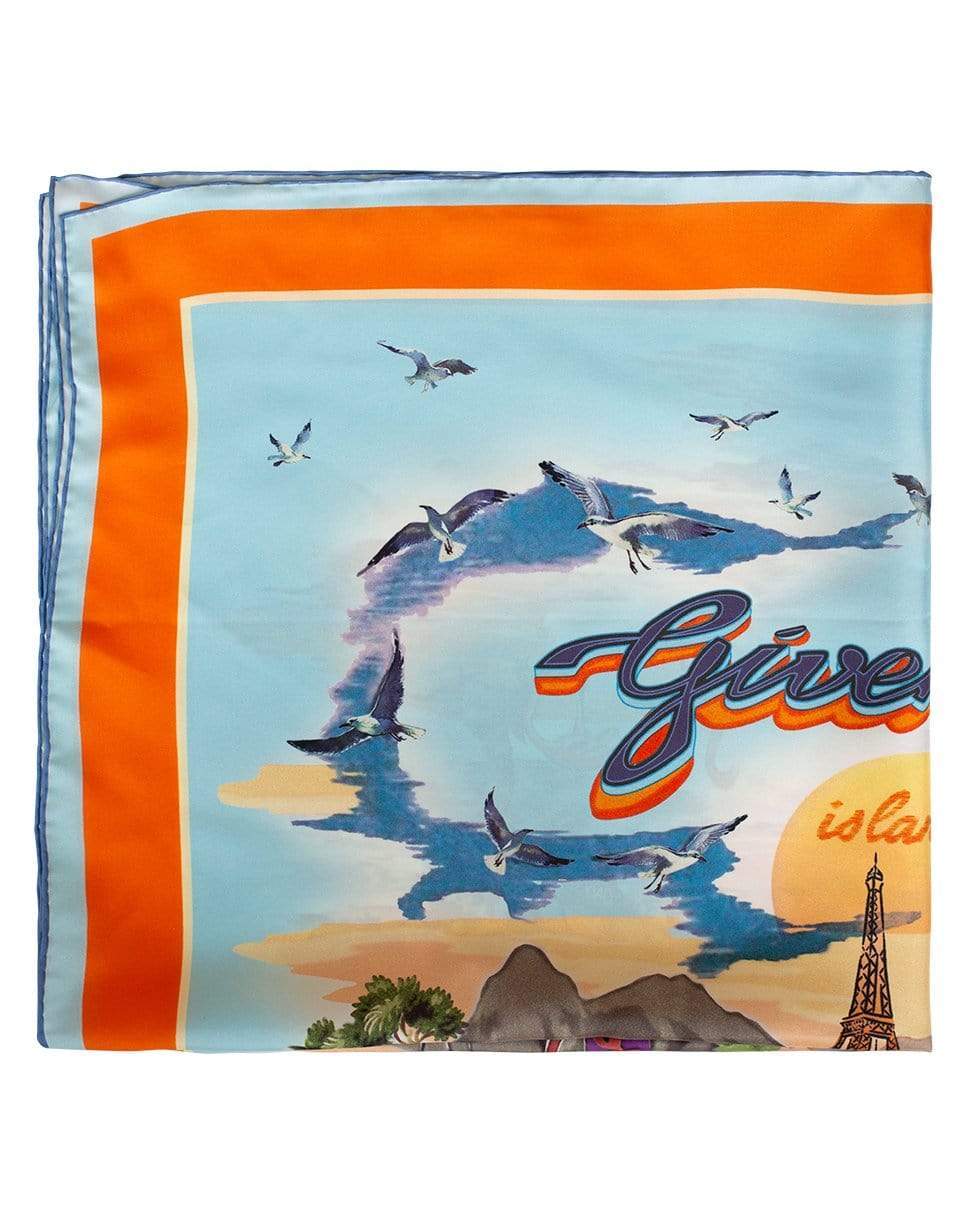 GIVENCHY-Island Print Scarf-LT BLUE