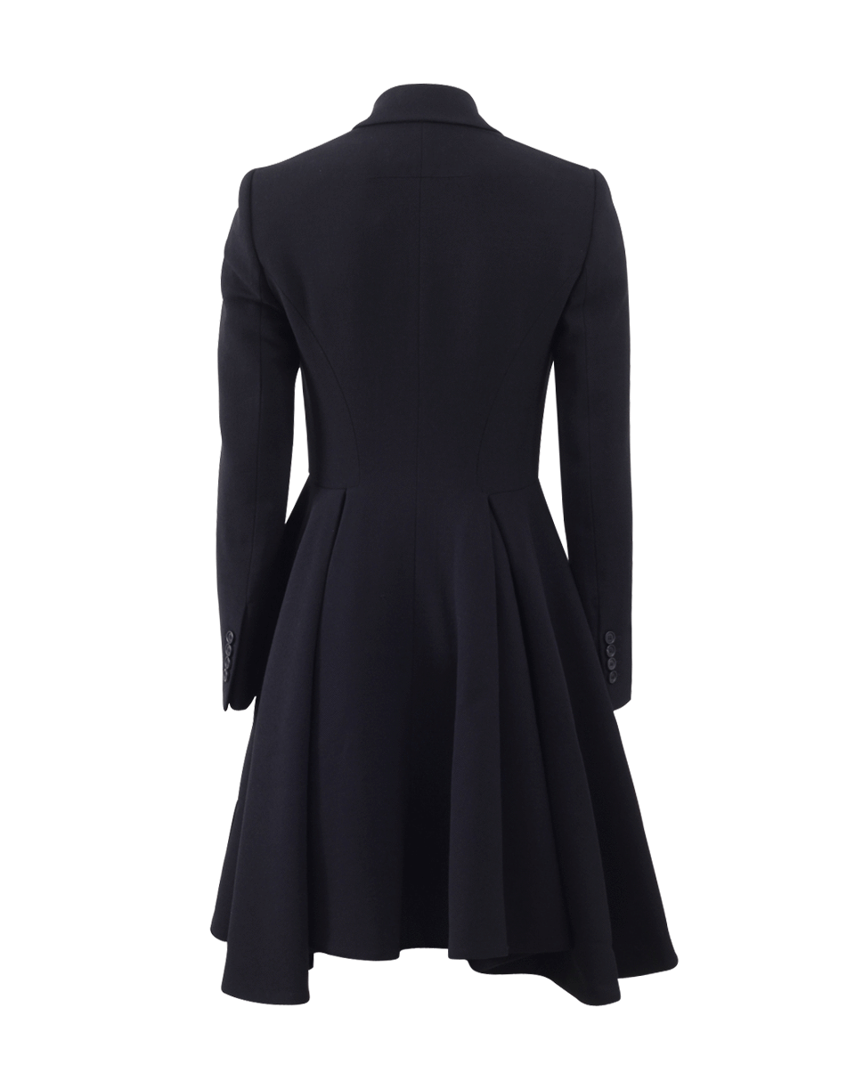 GIVENCHY-Peplum Drape Bottom Coat-BLACK