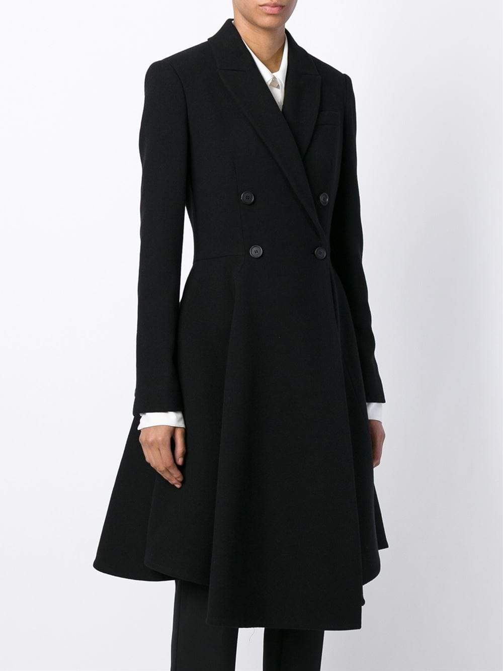 GIVENCHY-Peplum Drape Bottom Coat-BLACK