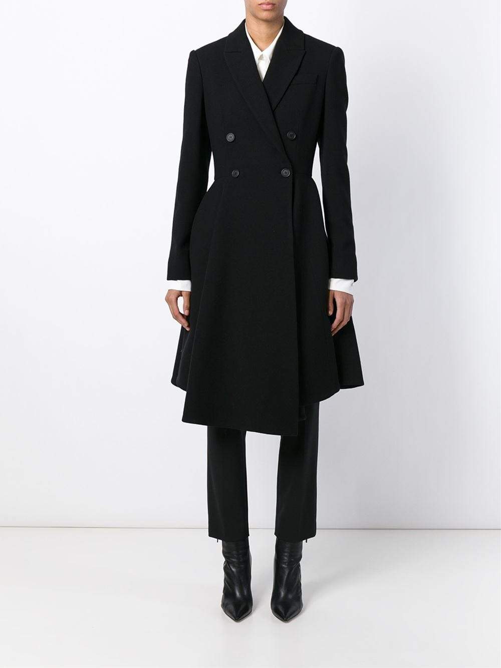 GIVENCHY-Peplum Drape Bottom Coat-BLACK