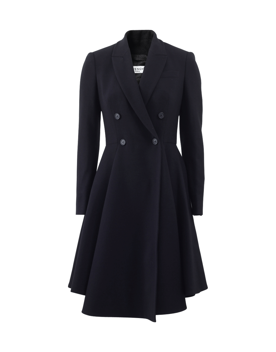 GIVENCHY-Peplum Drape Bottom Coat-BLACK