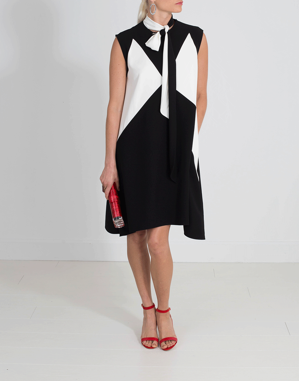 GIVENCHY-Asymmetrical Neck Tie Dress-