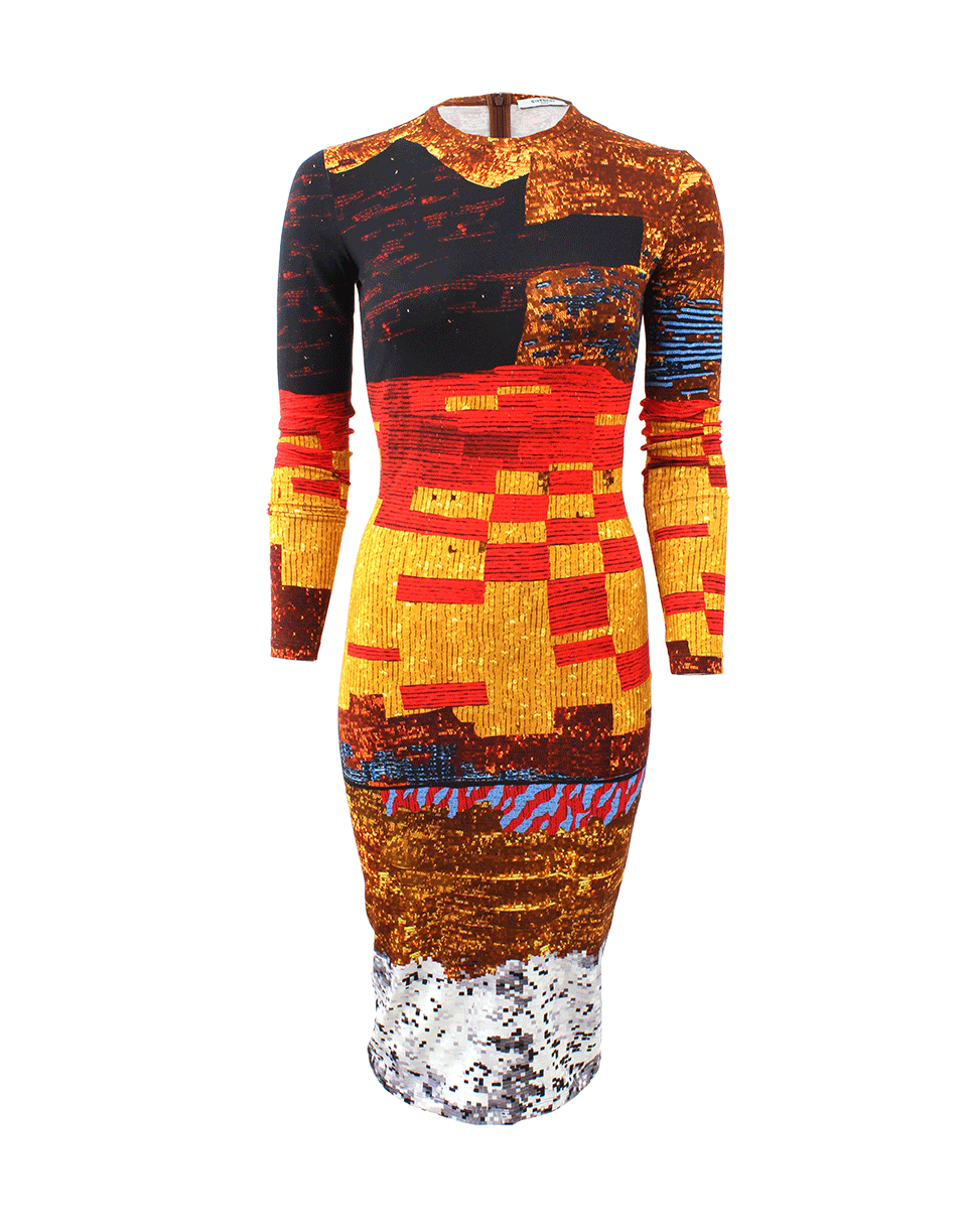 GIVENCHY-Mosaic Pixel Print Dress-