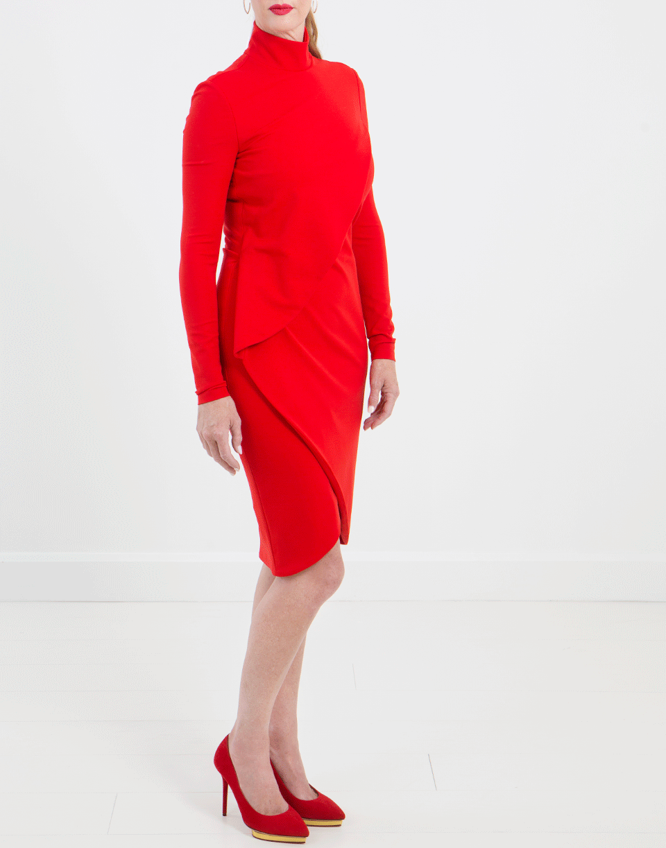 GIVENCHY-Crepe Jersey Dress-RED