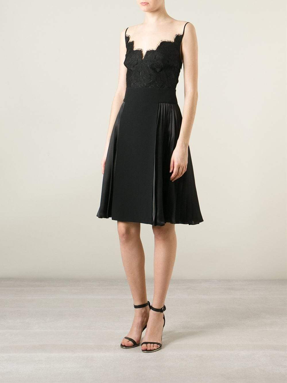 GIVENCHY-Lace Bodice Dress-BLACK