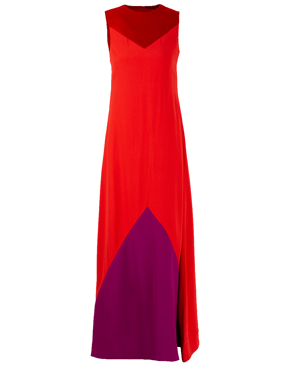GIVENCHY-Bateau Neck Color Block Gown-RED