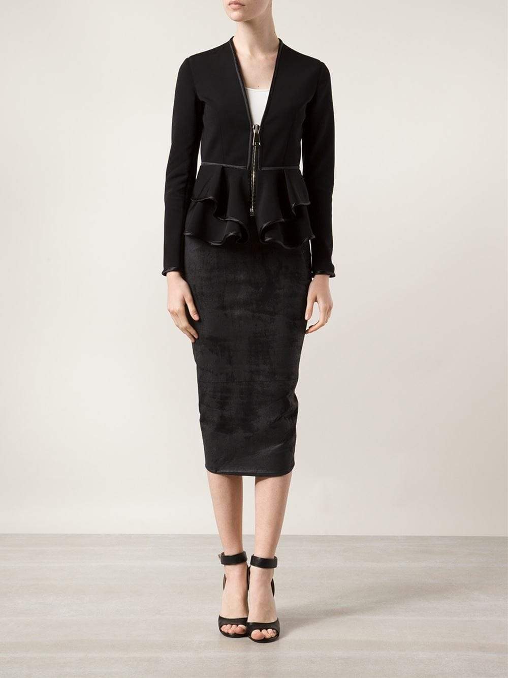 GIVENCHY-Peplum Zip Front Jacket-