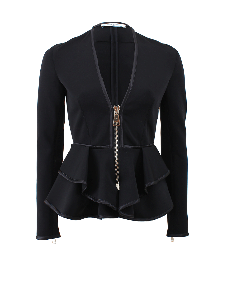 GIVENCHY-Peplum Zip Front Jacket-