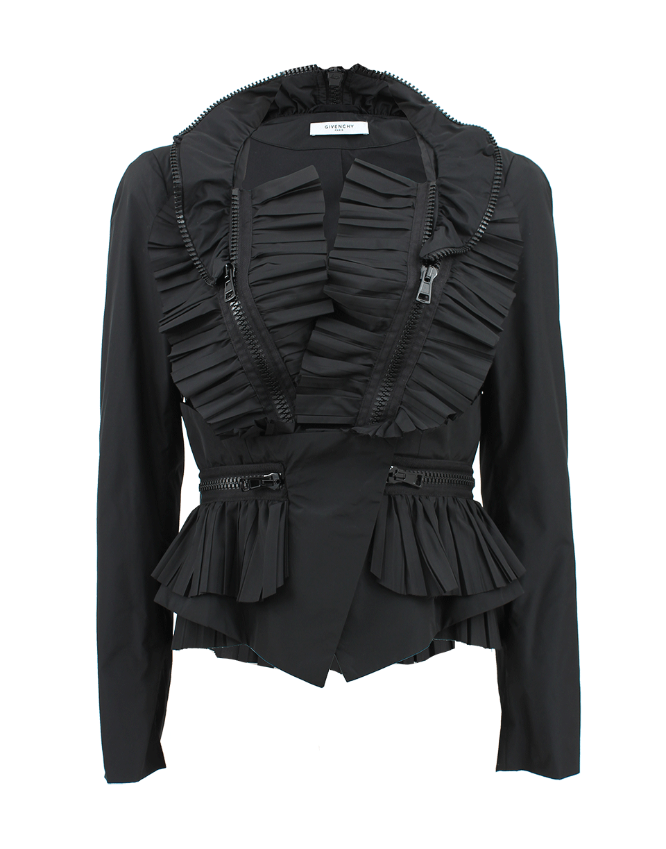GIVENCHY-Silk Taffeta Jacket with Zippers-BLACK