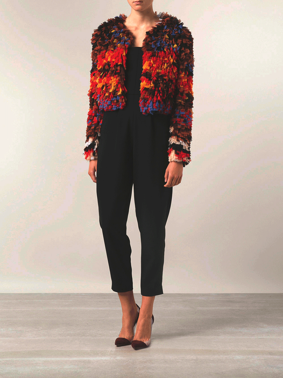 GIVENCHY-Mosaic Print Cropped Jacket-MULTI