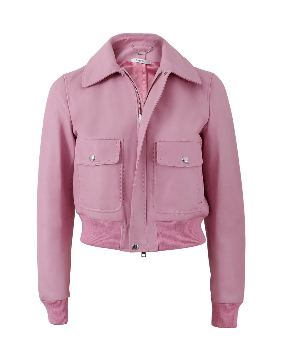 GIVENCHY-Fox Collar Leather Jacket-PINK