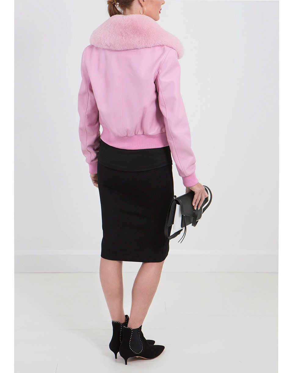 GIVENCHY-Fox Collar Leather Jacket-PINK