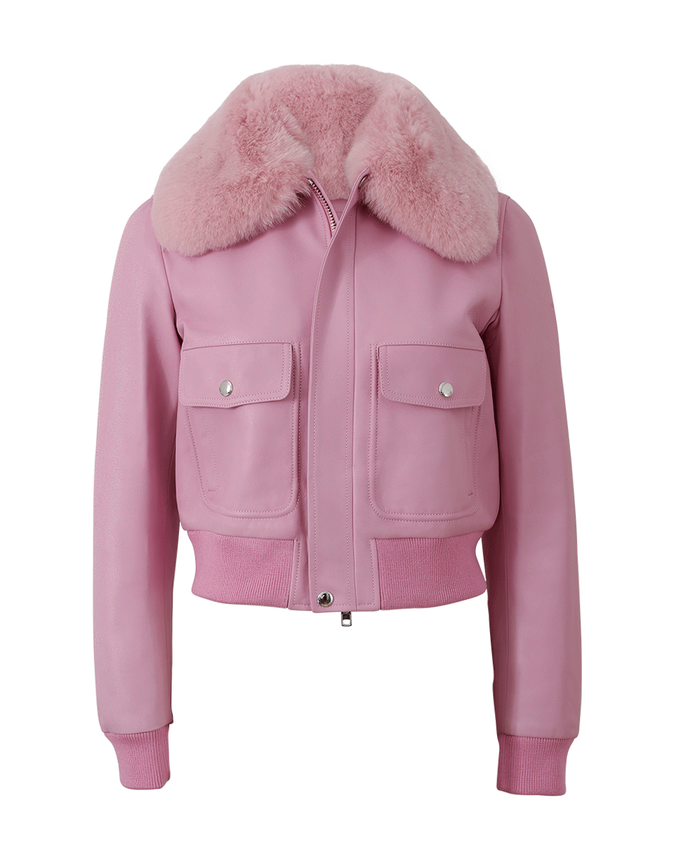 GIVENCHY-Fox Collar Leather Jacket-PINK