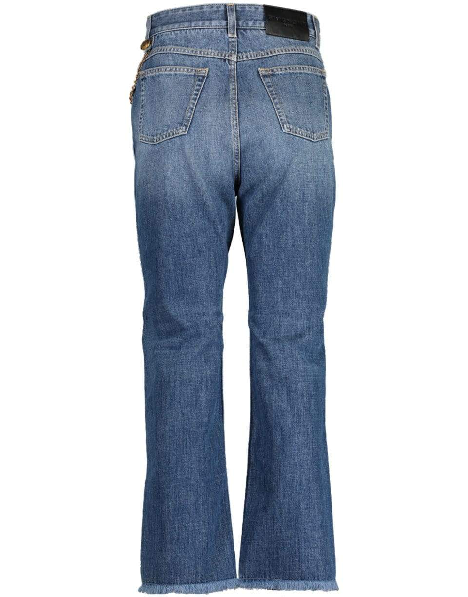 GIVENCHY-Chain Detail Cropped Denim Trouser-