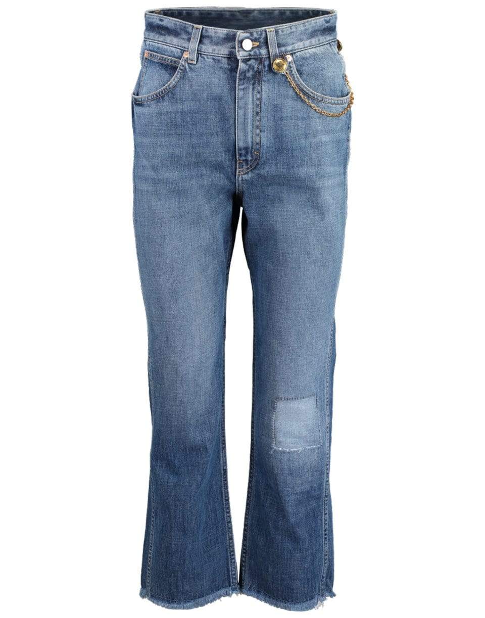 GIVENCHY-Chain Detail Cropped Denim Trouser-