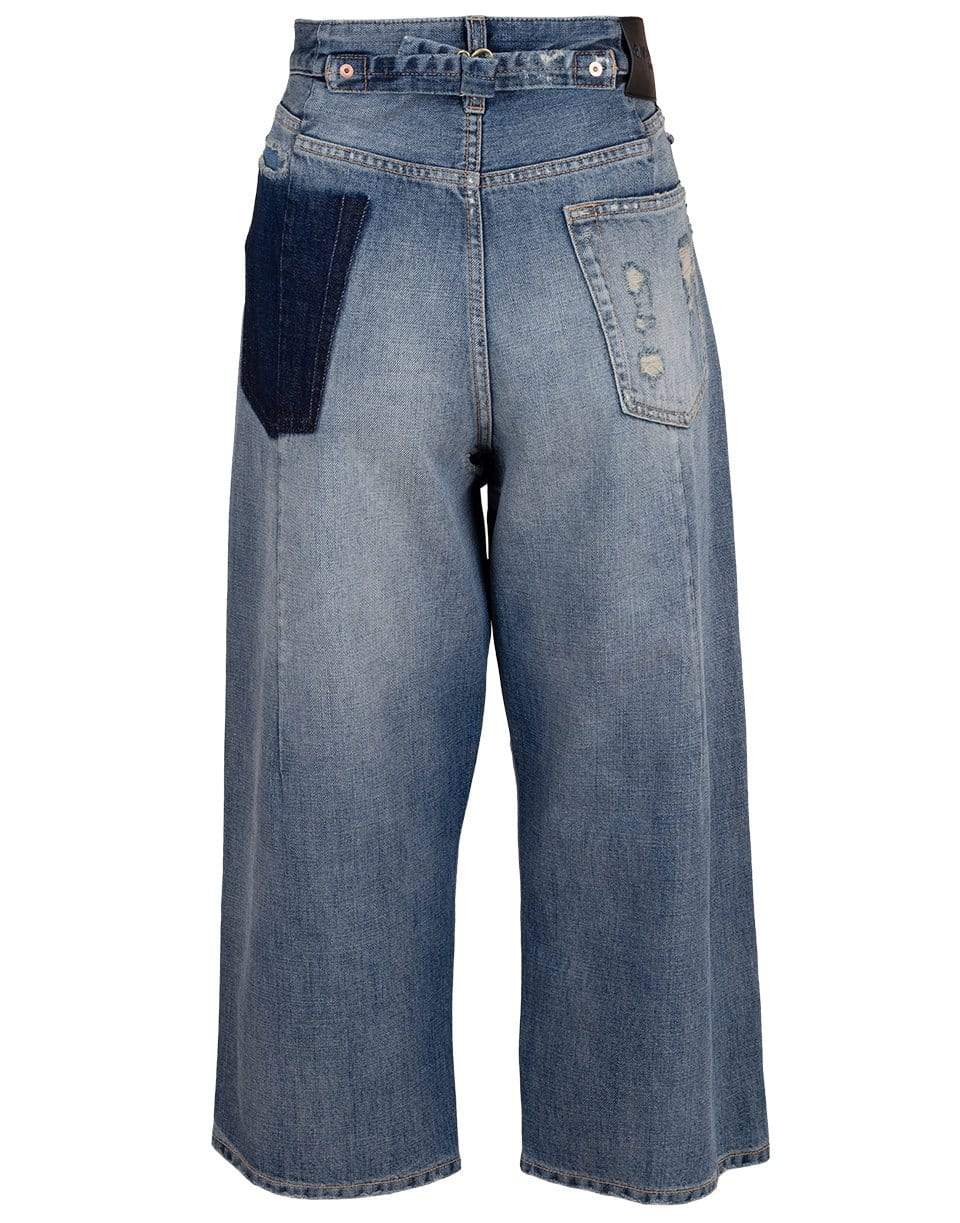 GIVENCHY-Distressed Baggy Cropped Denim Pant-MED BLUE