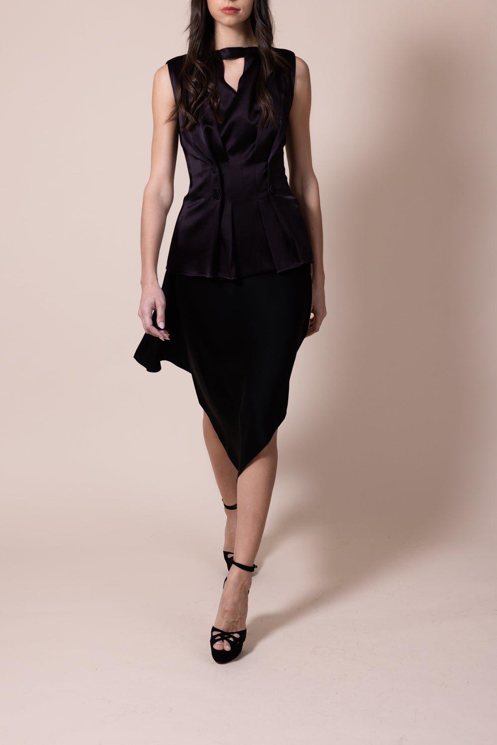 GIVENCHY-Satin Asymmetrical Skirt-