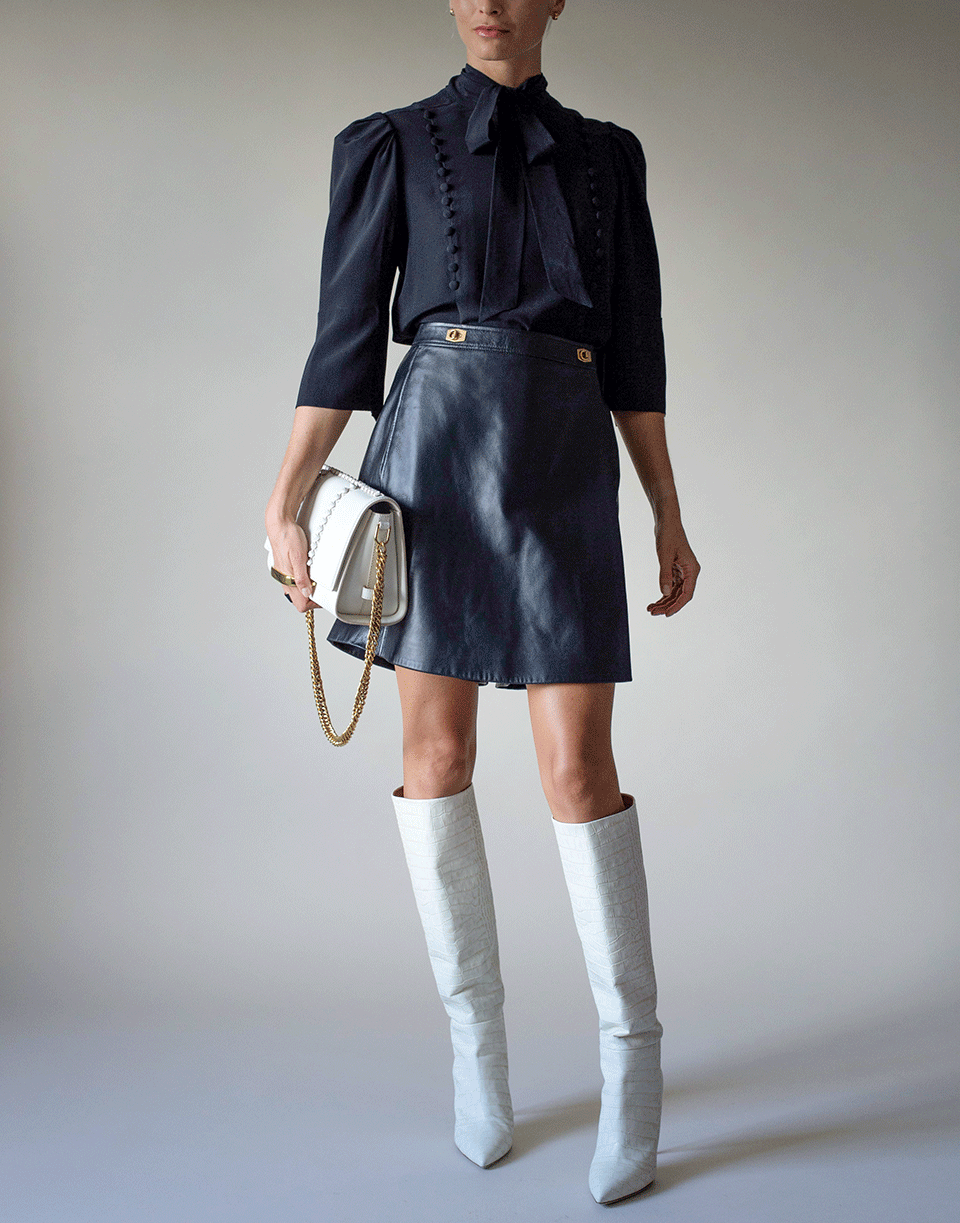 GIVENCHY-Black Leather Skort-