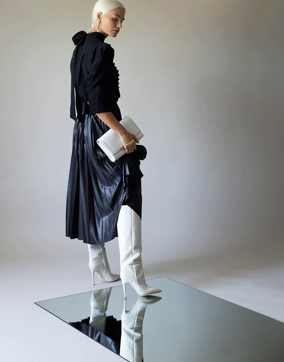 GIVENCHY-Crepe de Chine 3/4 Sleeve Buttoned Blouse-