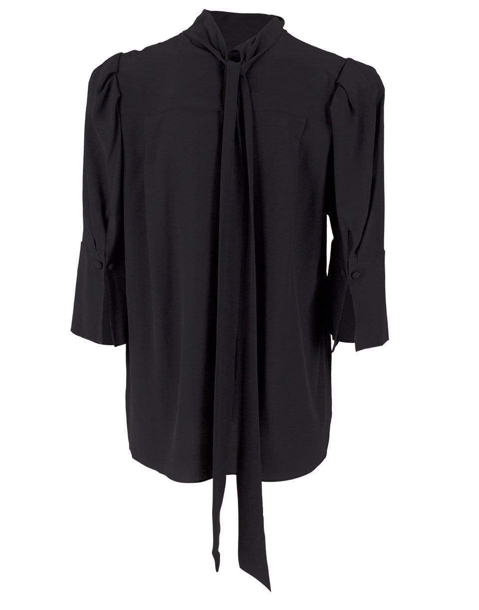 GIVENCHY-Crepe de Chine 3/4 Sleeve Buttoned Blouse-