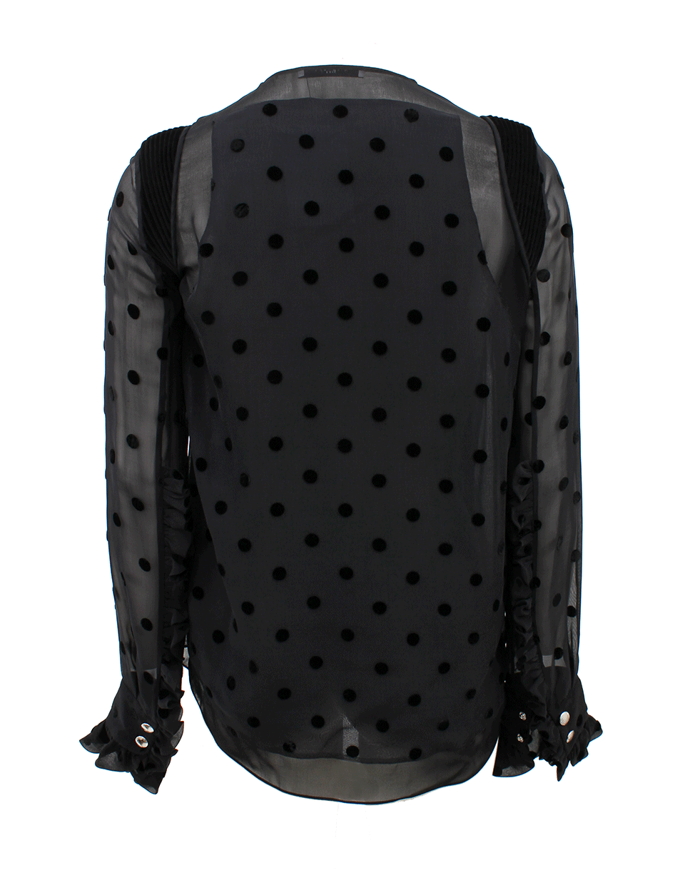 GIVENCHY-Long Sleeve Ruffle Cuff Sheer Blouse-