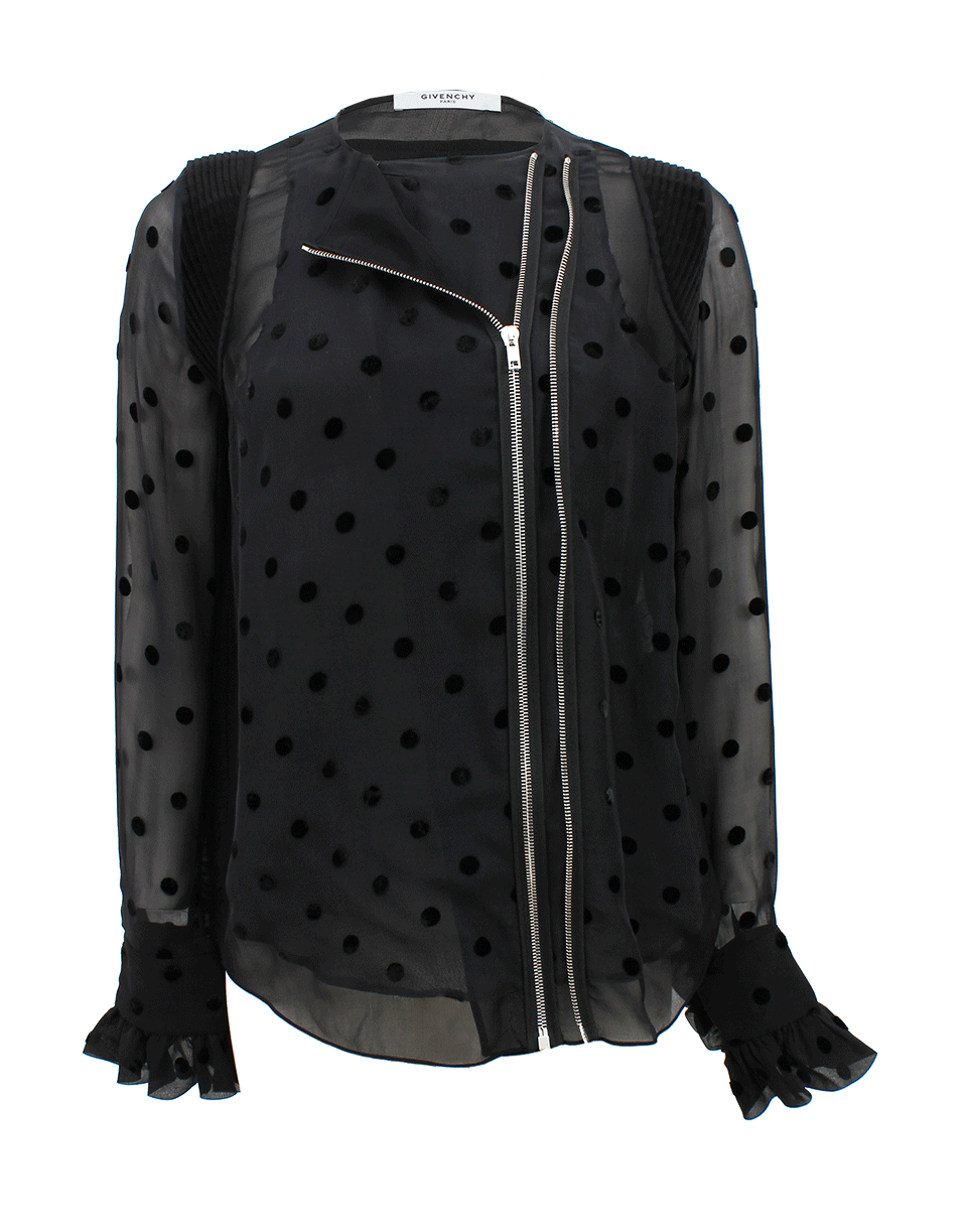 GIVENCHY-Long Sleeve Ruffle Cuff Sheer Blouse-