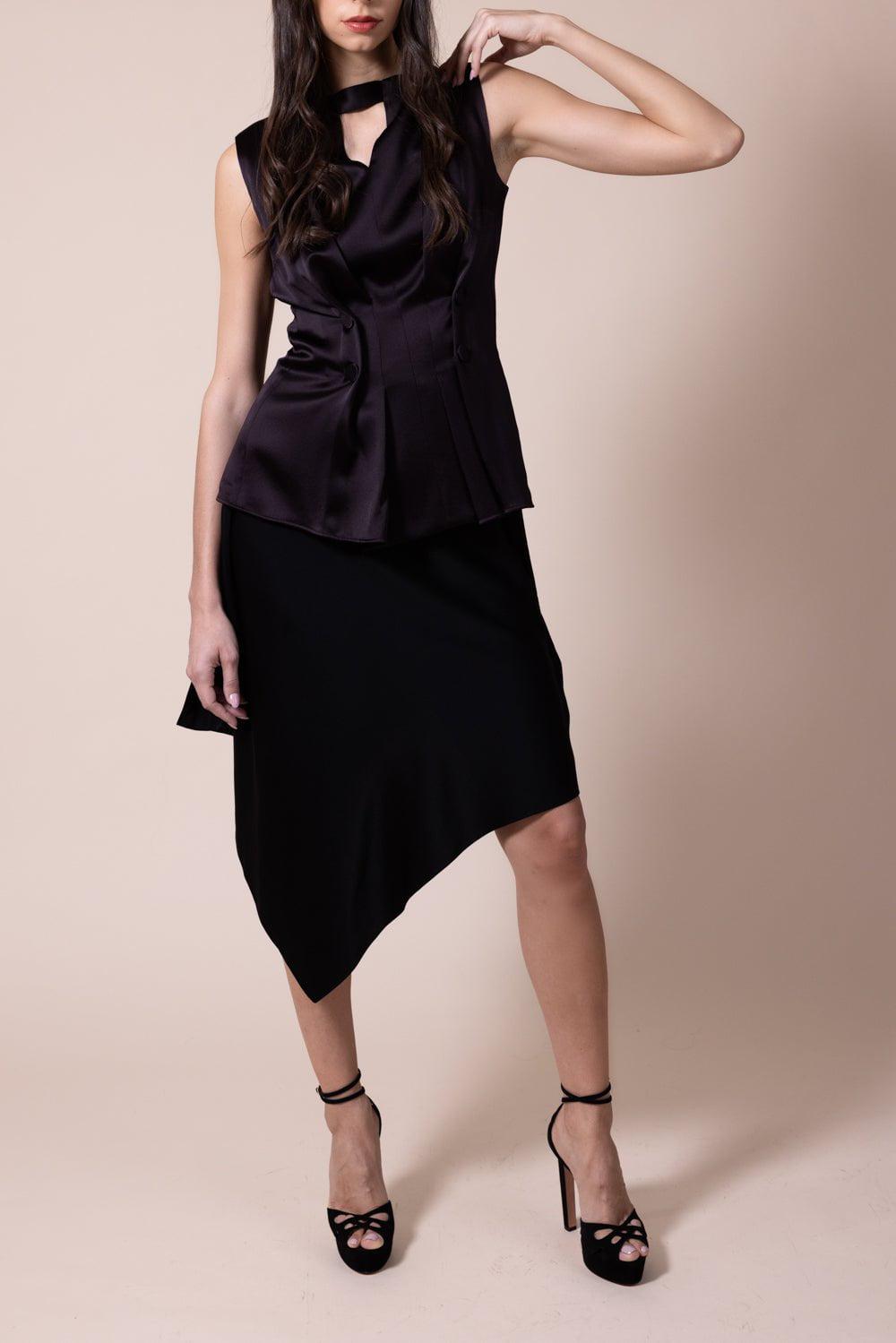 GIVENCHY-Button V-Neck Top-