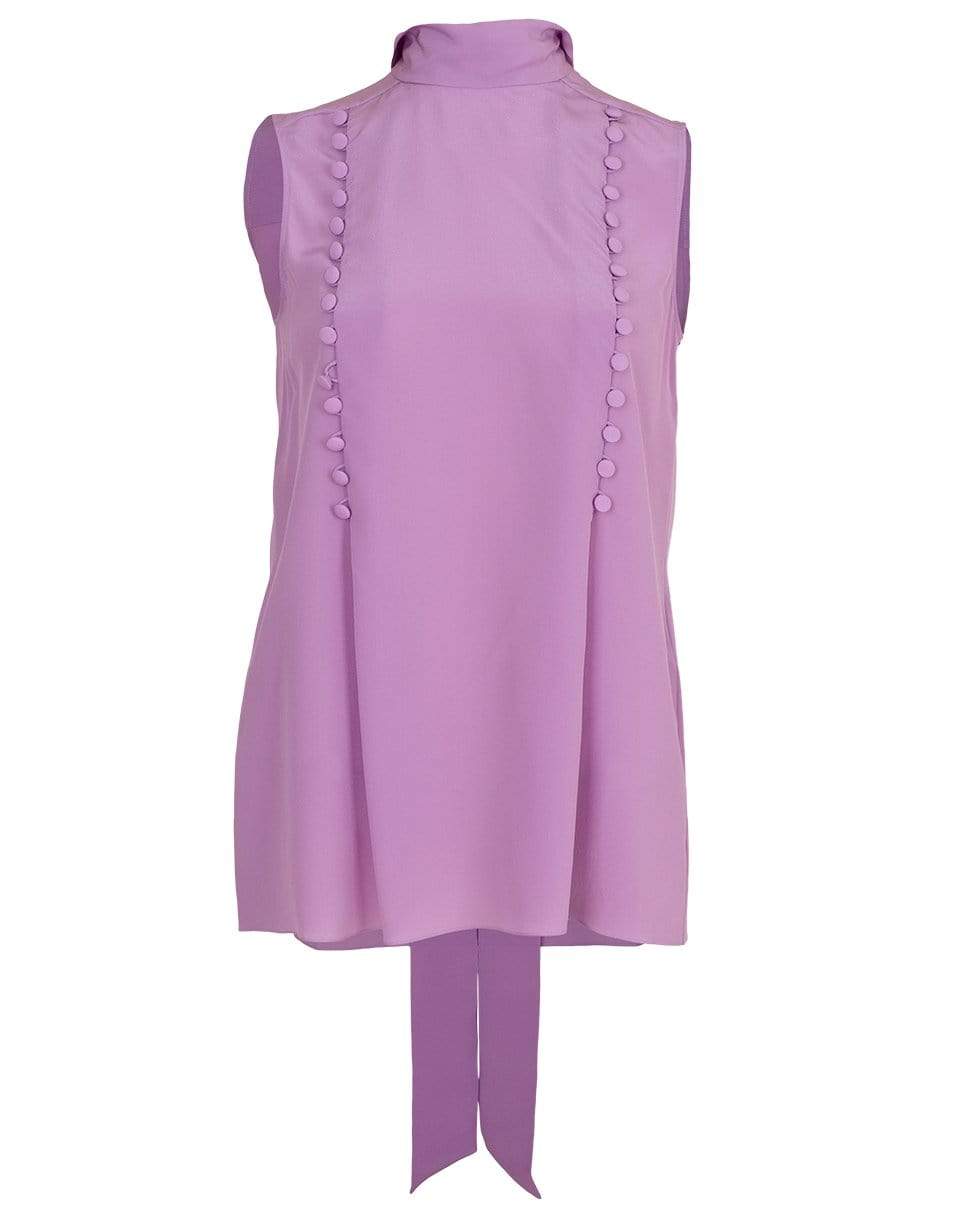 GIVENCHY-Sleeveless Scarf Neck Button Top-