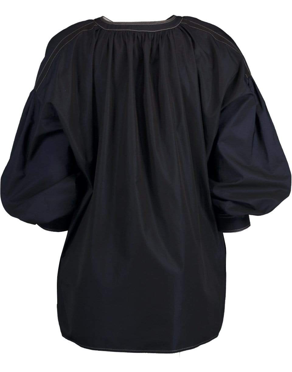 GIVENCHY-Oversized Gold Button Blouse-MID BLUE