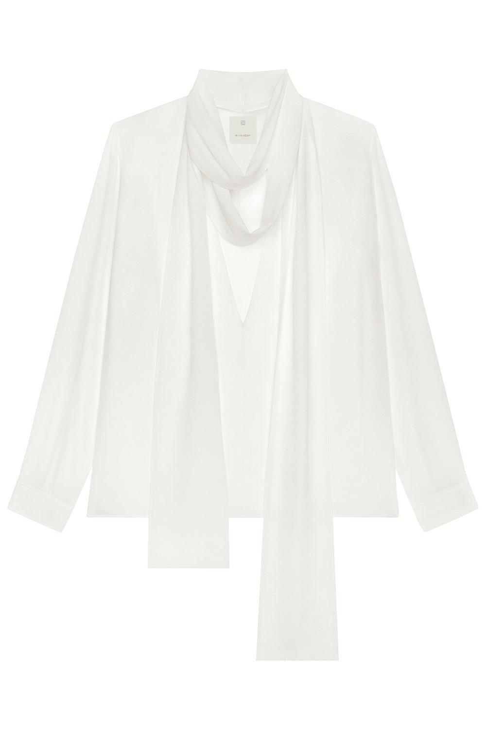 GIVENCHY-Lavaliere Deep V-Neck Blouse-