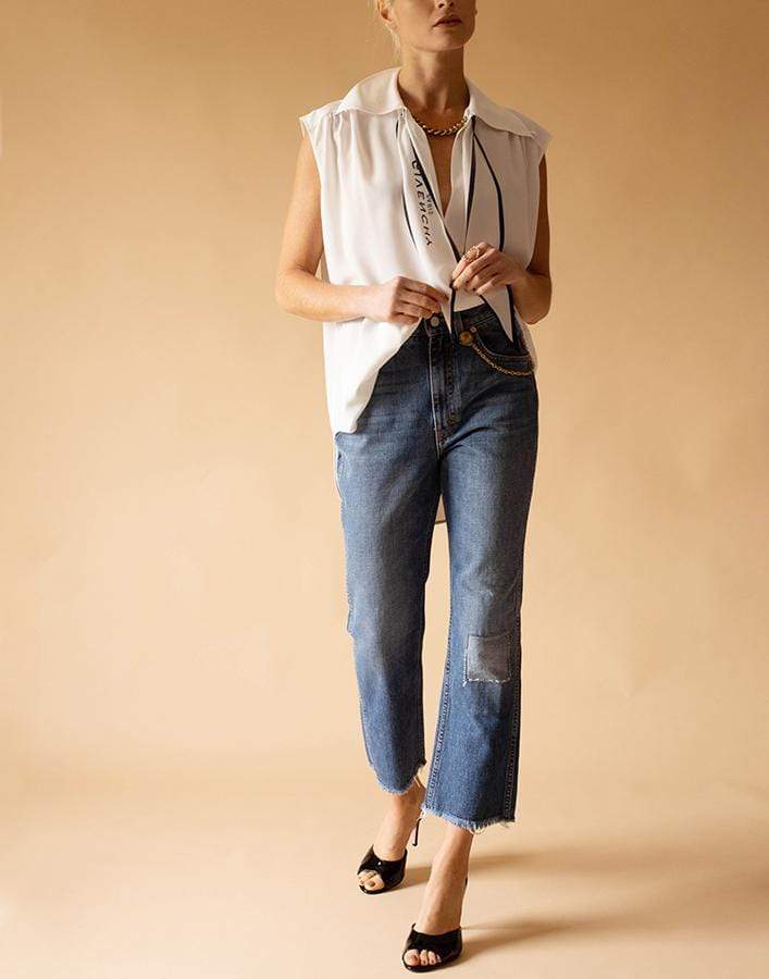 GIVENCHY-Logo Scarf and Chain Blouse-