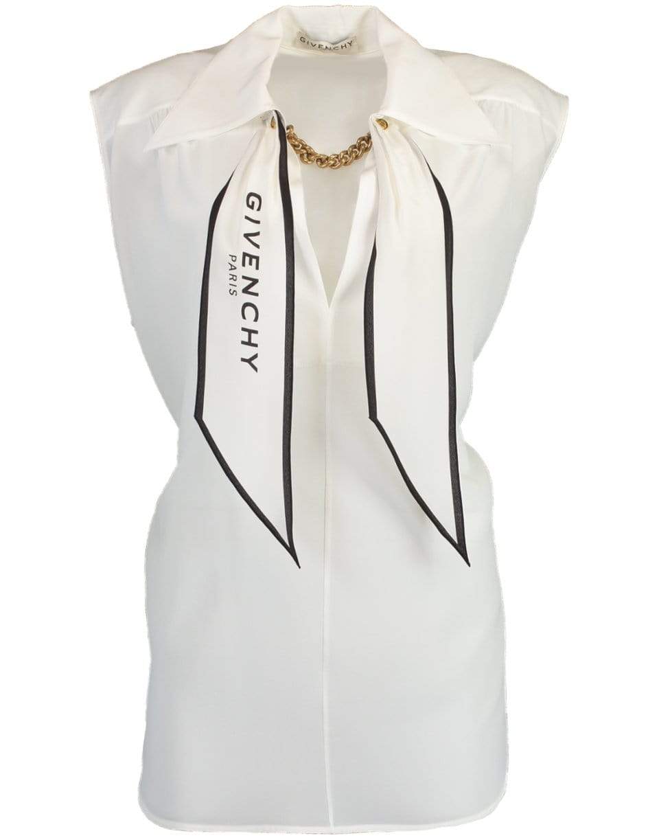 GIVENCHY-Logo Scarf and Chain Blouse-
