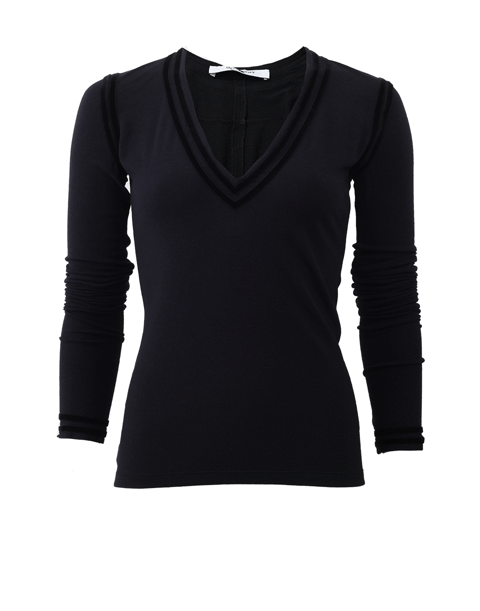 GIVENCHY-V-Neck Tee With Velvet Trim-