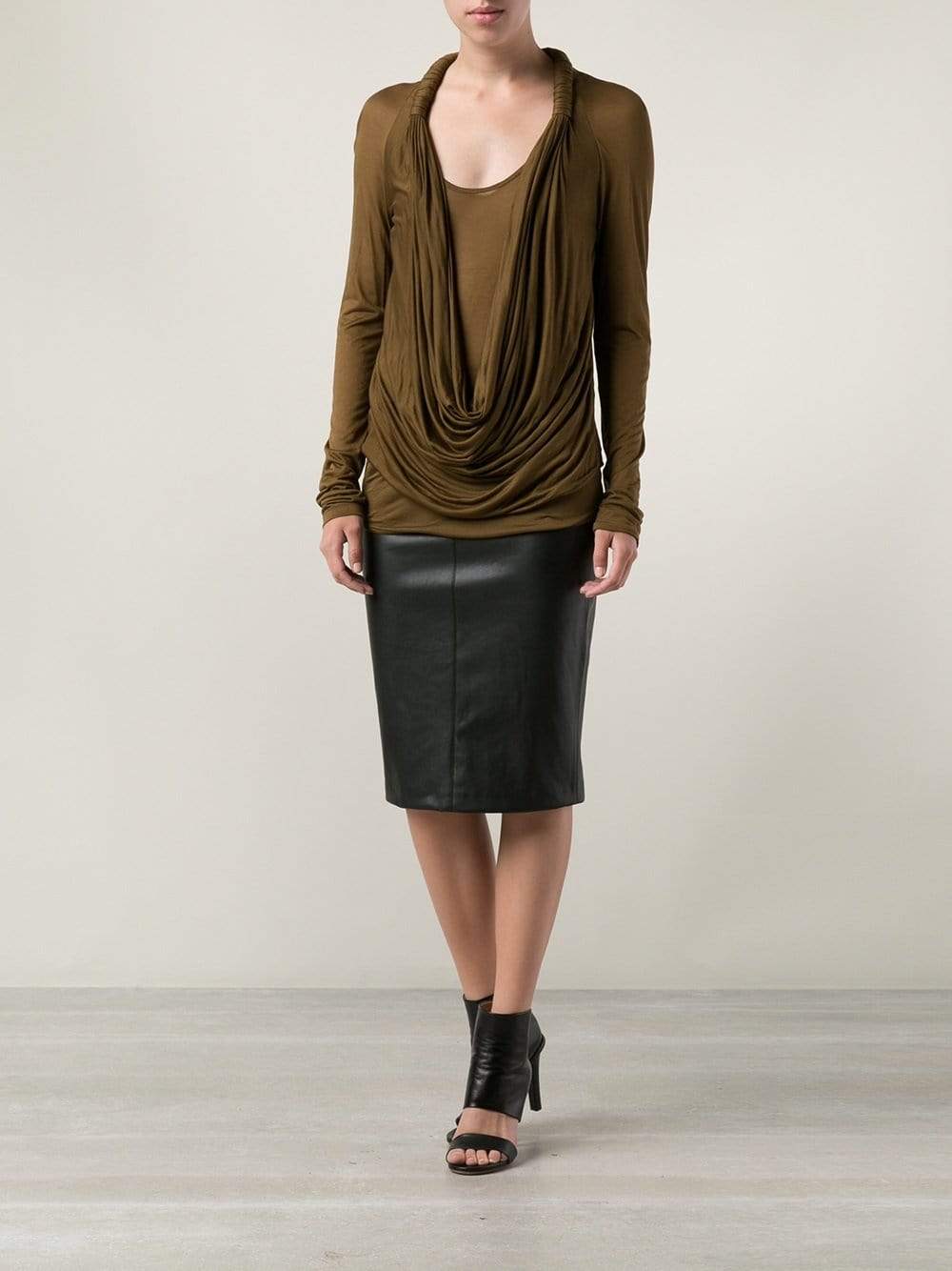 GIVENCHY-Jersey Cowl Top With Racer Tank-KHAKI