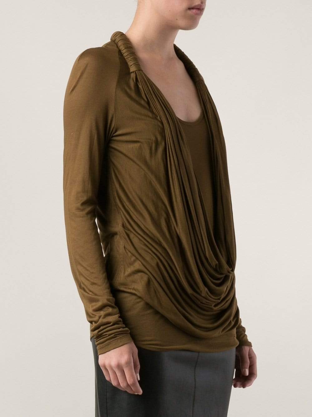 GIVENCHY-Jersey Cowl Top With Racer Tank-KHAKI