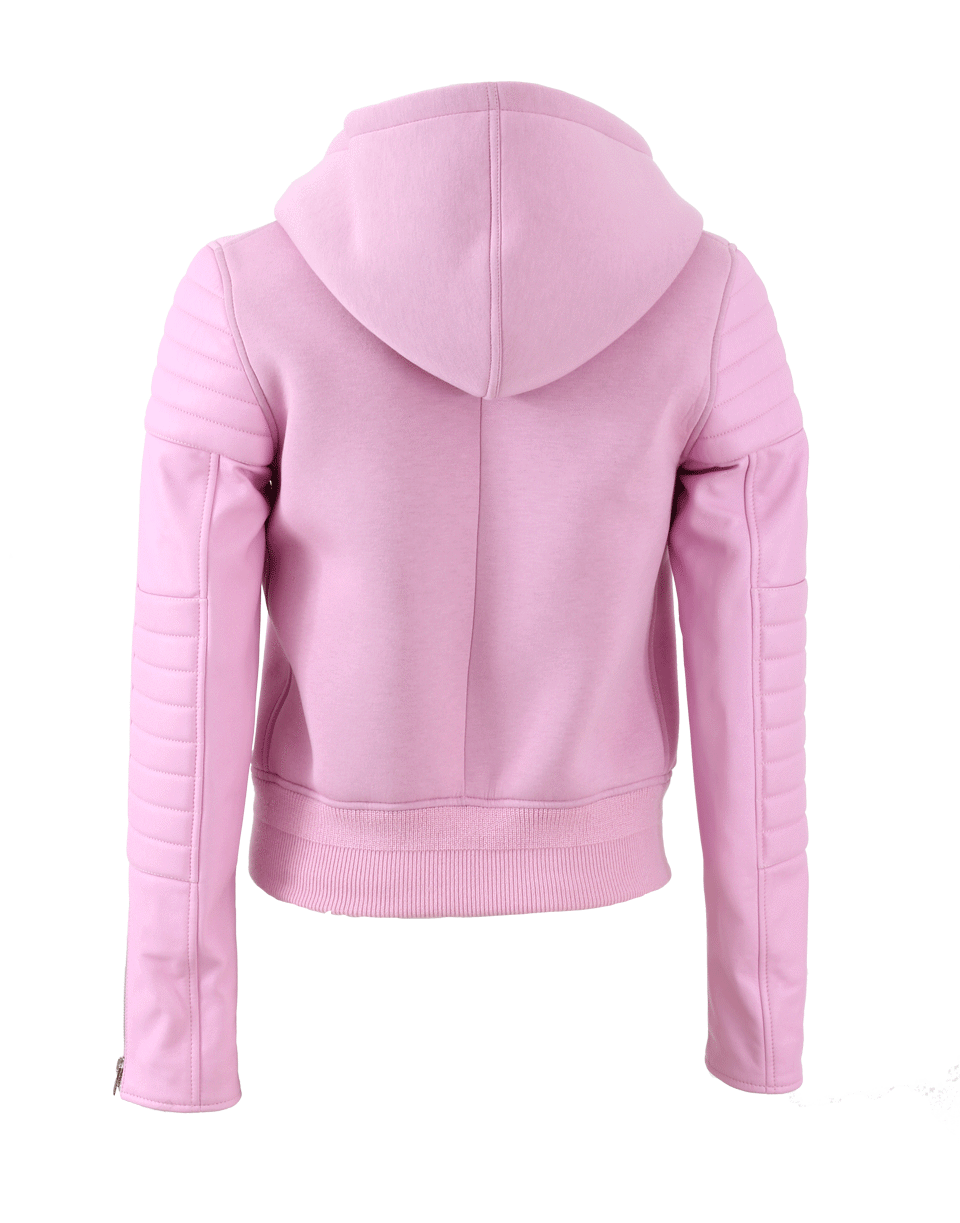 GIVENCHY-Leather Sleeve Hoodie-PINK/RED