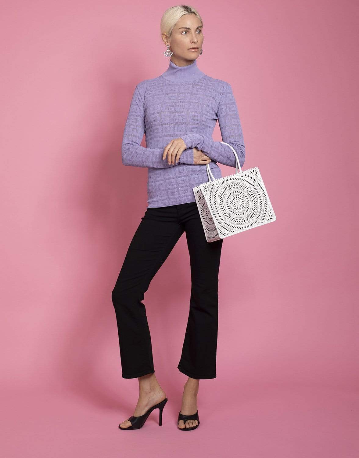 GIVENCHY-Lace Monogram Stretch Sweater - Lilac-