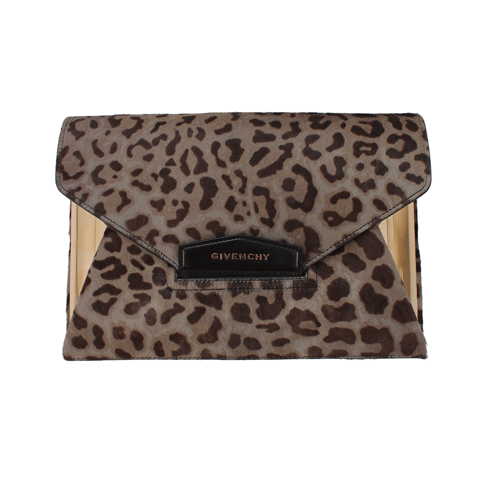 GIVENCHY-Antigona Leopard Clutch-GREY