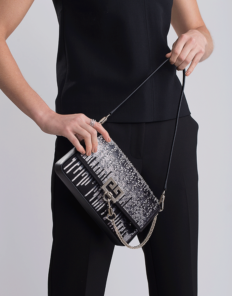 GIVENCHY-Black Charm Shoulder Bag-BLACK