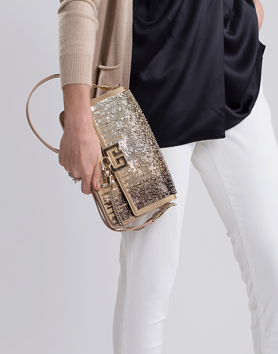 GIVENCHY-Gold Charm Shoulder Bag-GOLD