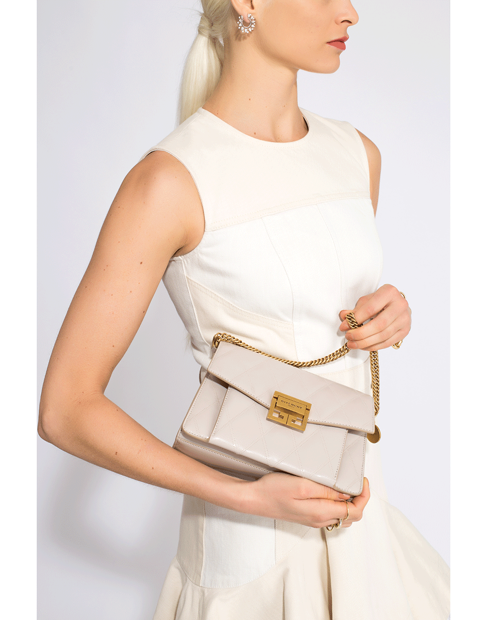 GIVENCHY-Small Quilted Leather GV3 Handbag-NATURAL