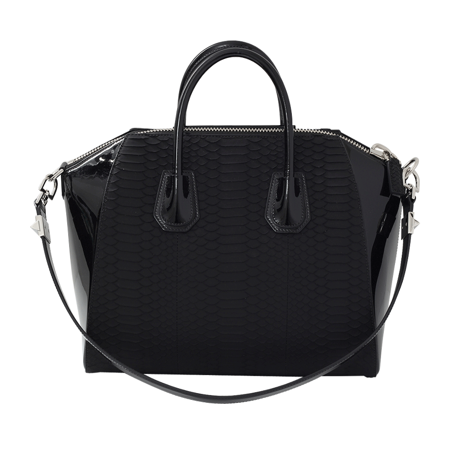 GIVENCHY-Medium Python Antigona-BLACK