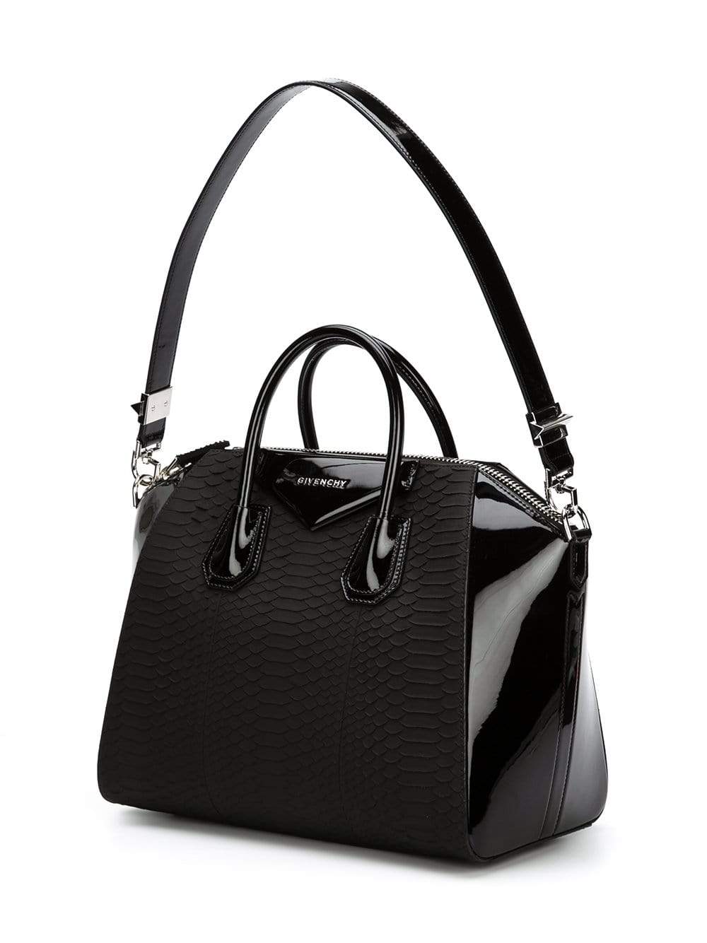 GIVENCHY-Medium Python Antigona-BLACK